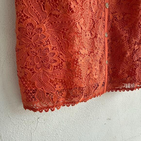 Amuse Society Shirt Dress Lace Button Front Short Sleeve Mini Modern Retro Large - Picture 2 of 8